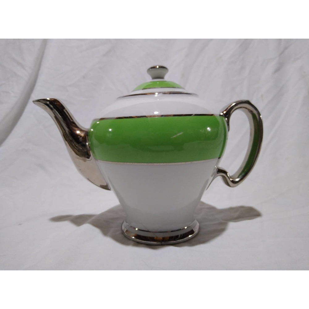 1940s McCormick green and silver accented 6 cup teapot
